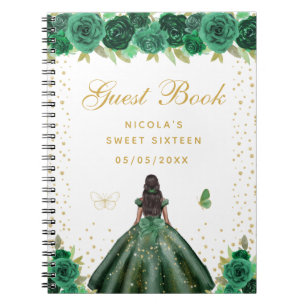 Grünes Florales Dunkle Haut Prinzessin Sweet Sixte Notizblock