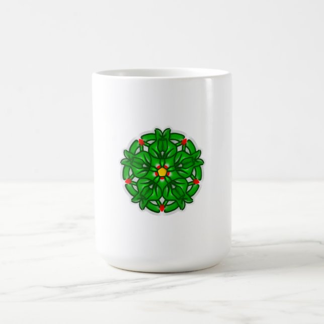 Grünes florales geometrisches Muster Kaffeetasse (Mittel)