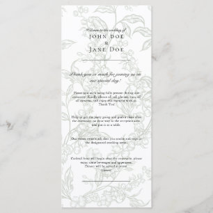 Grünes florales Hochzeitsprogramm Programm