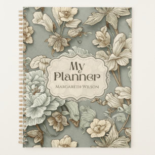 Grünes florales tägliches Planer-Agenda-Notizbuch- Planer