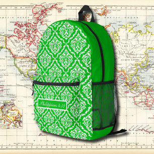 Grünes florales Vintage-Muster mit Bibelvers Bedruckter Rucksack