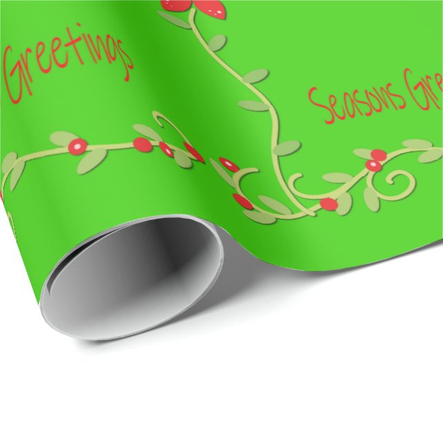 Grünes Florales Weihnachtsgruß-Geschenkpapier Geschenkpapier (Rolleneckpunkt)