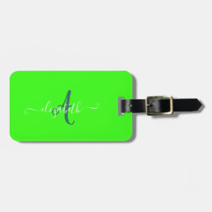 Grünes fluoreszierendes Neon-Monogramm Gepäckanhänger