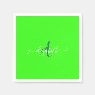 Grünes fluoreszierendes Neon-Monogramm Serviette