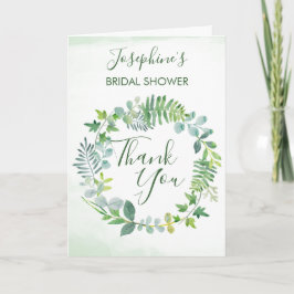 Grünes Foliage Wreath Brautparty Dankeskarte