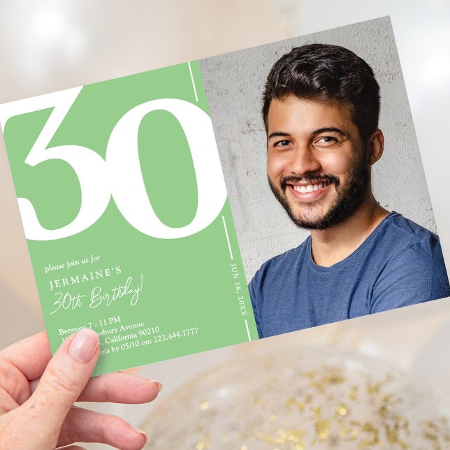 Grünes Foto 30. Geburtstag Party Einladung (Von Creator hochgeladen)