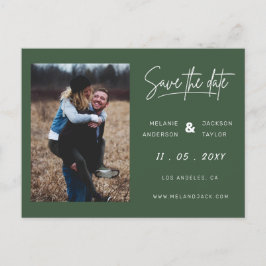 Grünes Foto Save the Date Ankündigungspostkarte