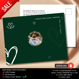Grünes FOTO Save the Date | Minimale Qualität mode Postkarte