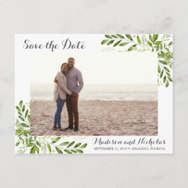 Grünes Foto Save the Date Postkarten Rustikales Bl