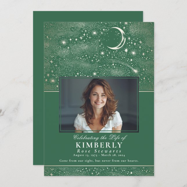 Grünes Foto zur Beerdigung des Lebens Einladung (Vorne/Hinten)