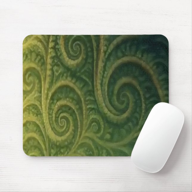 Grünes Fraktal Mousepad (Mit Mouse)