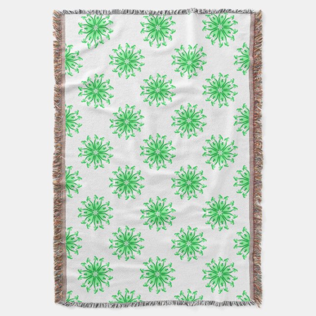 Grünes, frisches Blumenmuster Decke (Vorderseite Vertikal)