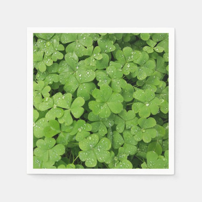 Grünes frisches Kleeblatt, glücklicher St. Patrick Serviette (Vorderseite)
