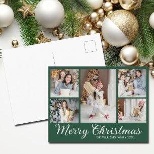 Grünes Frohe Weihnachten Foto Collage Minimalistis