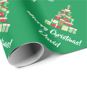Grünes fröhliches Weihnachtsbaum-Packpapier Geschenkpapier