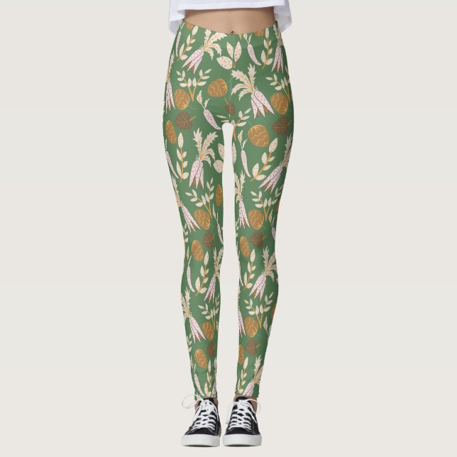 Grünes Frühjahrsmuster Leggings (Vorderseite)
