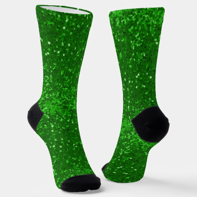 grünes, funkelndes Glittermuster zum St. Patrick's Socken (Gewinkelt)