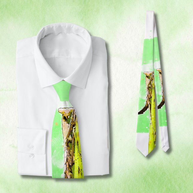 Grünes Gebet Mantis Einzigartiger Tag des Vaters Krawatte (For the dad who loves nature and funny ties, a unique gift for Father's Day!)