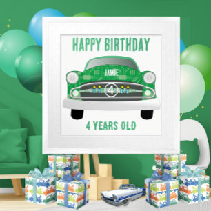 Grünes Gemeines Retro Car Boy's Geburtstagspopster Poster
