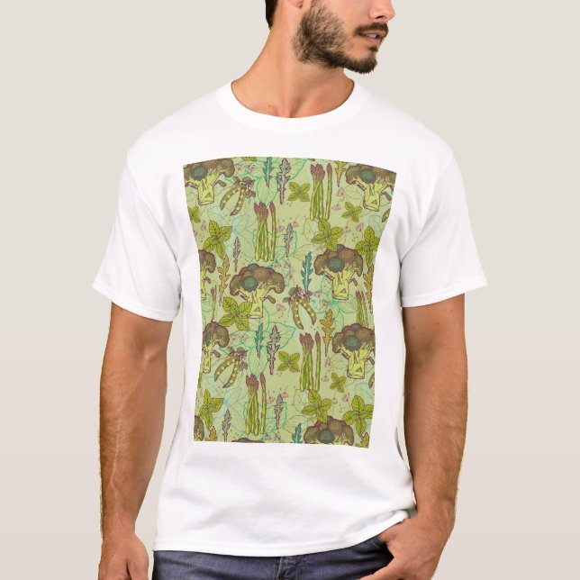 Grünes Gemüsemuster Graphic T - Shirt (Vorderseite)