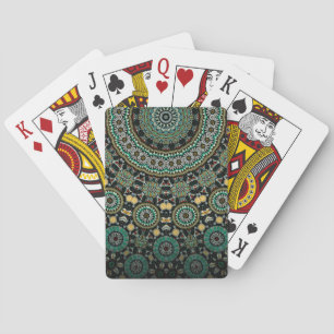 Grünes geometrisches florales Boho-Stammesmandala Spielkarten