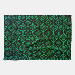 Grünes geometrisches Muster / indischer Druck Geschirrtuch
