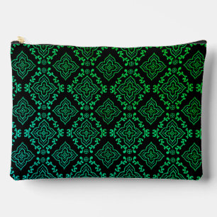 Grünes geometrisches Muster / indischer Druck  Zubehörtasche