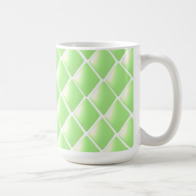 Grünes, gepolstertes Diamantmuster Kaffeetasse (Rechts)