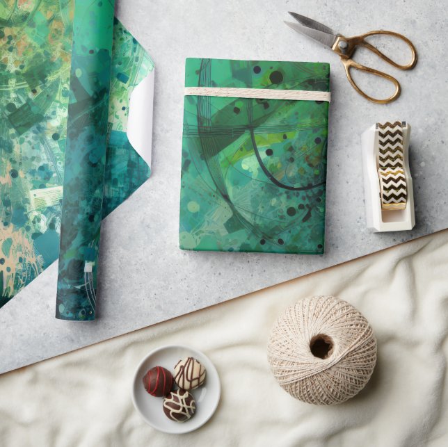 Grünes Geräusch Abstrakt Geschenkpapier (Kunsthandwerk)
