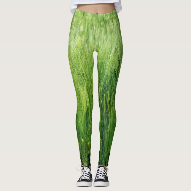 Grünes Gerstenfeld, Frühjahrsnähe. Leggings (Vorderseite)