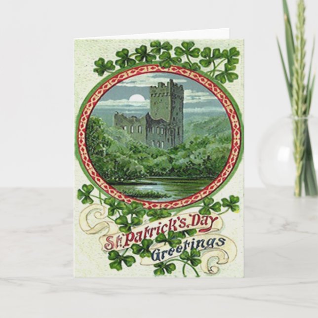 Grünes Geschwätz-Schloss-Irland-Kleeblatt Karte (Vorderseite)