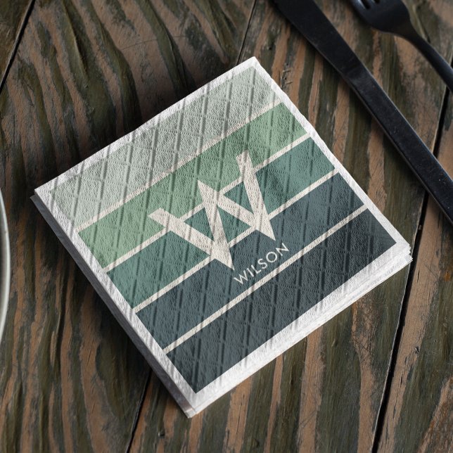 Grünes gestrichenes Monogramm Persönliches Party Serviette (Von Creator hochgeladen)