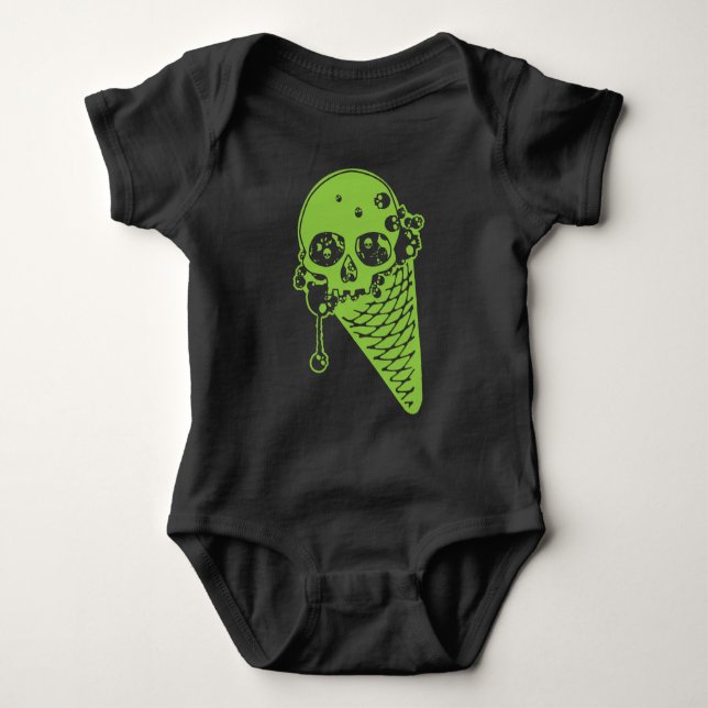 Grünes Gift Eiscreme Cone Baby Bodysuit Strampler (Vorderseite)