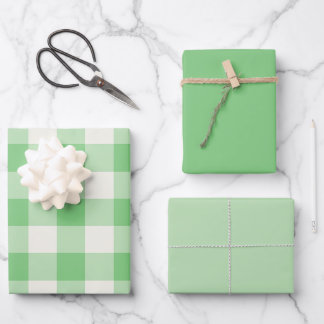 Grünes Gingham Geschenkpapier Set