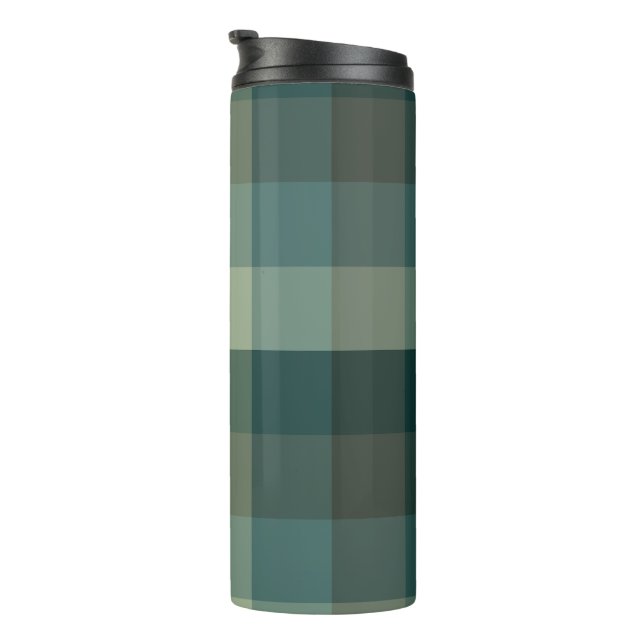 Grünes Gingham-Karo-Karo-Design  Thermosbecher (Nach rechts gedreht)
