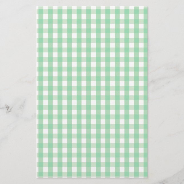 Grünes Gingham-Karo-Muster Briefpapier (Vorderseite)