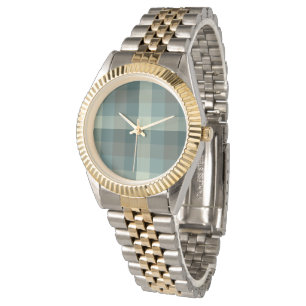 Grünes Gingham-Karo-Muster Design Armbanduhr