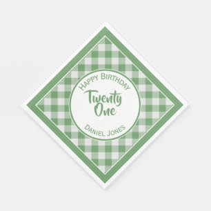 Grünes Gingham-Karo-Muster-Geburtstags-Party Serviette