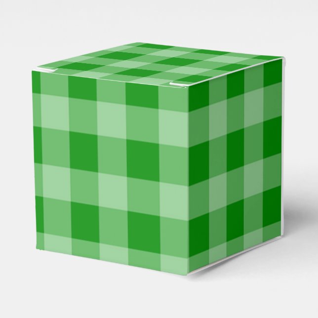 Grünes Gingham-Muster Geschenkschachtel (Vorderseite)