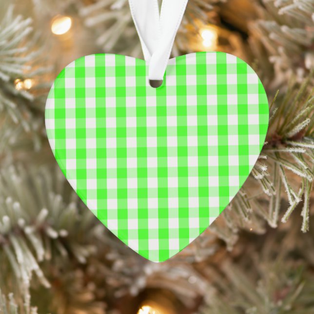 Grünes Gingham-Neonmuster durch Shirley Taylor Ornament (Baum)