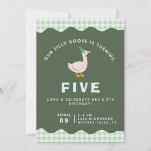 Grünes Gingham Silly Goose Geburtstag Einladung