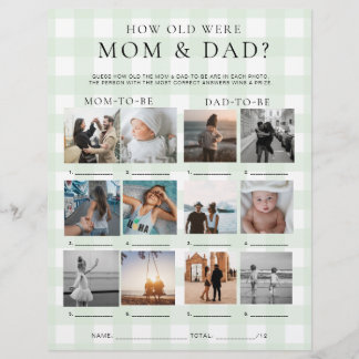 Grünes Gingham Wie Alt Waren Mama und Papa Foto Sp Flyer