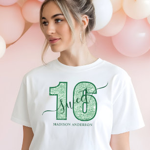 Grünes Glitter Schriftzug Sweet 16 Geburtstag Tri-Blend Shirt