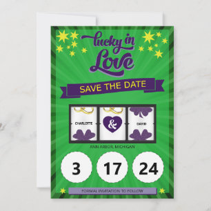 Grünes Glück bei der Hochzeitsankündigung der Lieb Save The Date