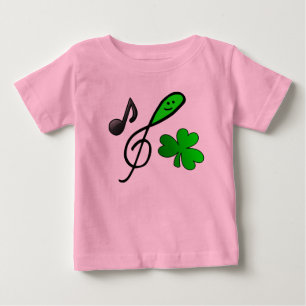 Grünes glückliches Gesicht Violinschlüssel Noten & Baby T-shirt