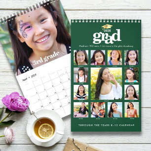Grünes Gold Abschluss K–12 Foto-Collage 15 Monate Kalender