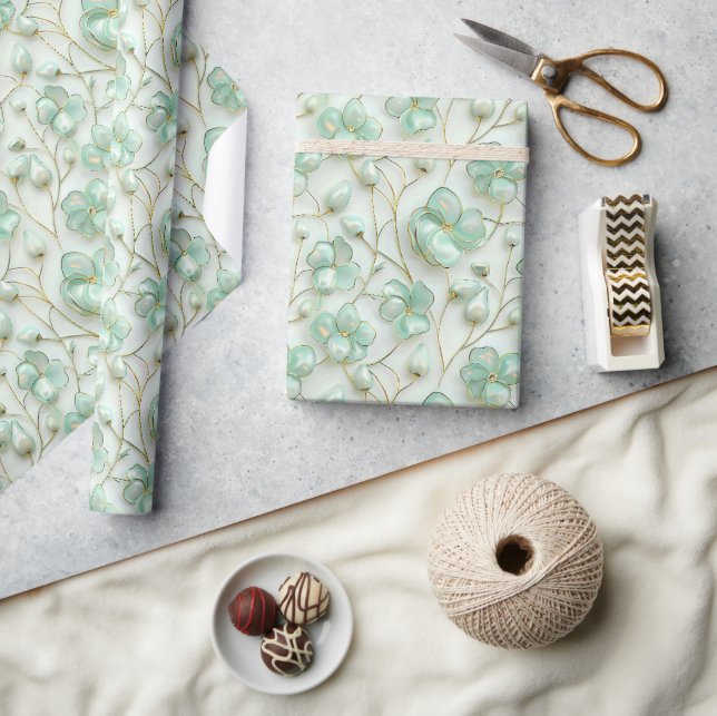 Grünes Gold Blumenverpackungspapier Geschenkpapier (Kunsthandwerk)