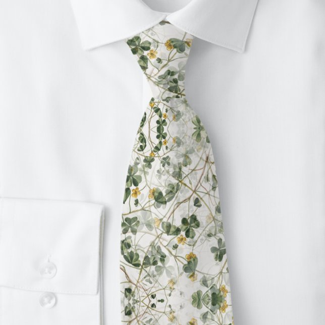 Grünes Gold Clover Kleeblatt Botanisch | Neck Tie Krawatte (Von Creator hochgeladen)
