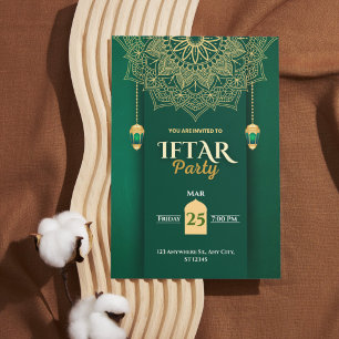 Grünes Gold Elegante Ramadan-Iftar-Party-Einladung Einladung