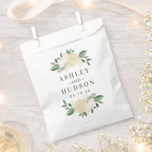 Grünes Gold Florales Grün Monogramm Hochzeit Geschenktütchen